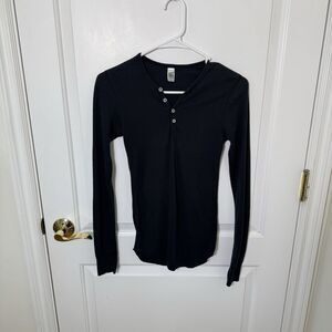 American Apparel Henley Elena Gilbert Dexter Kill Shirt Black XXS